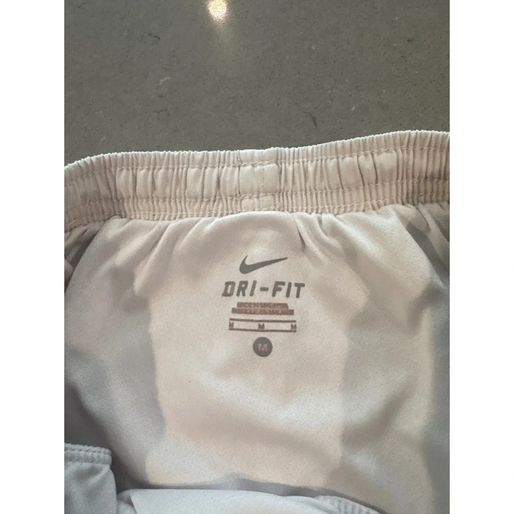 Nike Dri FIT Running Shorts‎ Womens Medium White Pink Black Athletic Gym